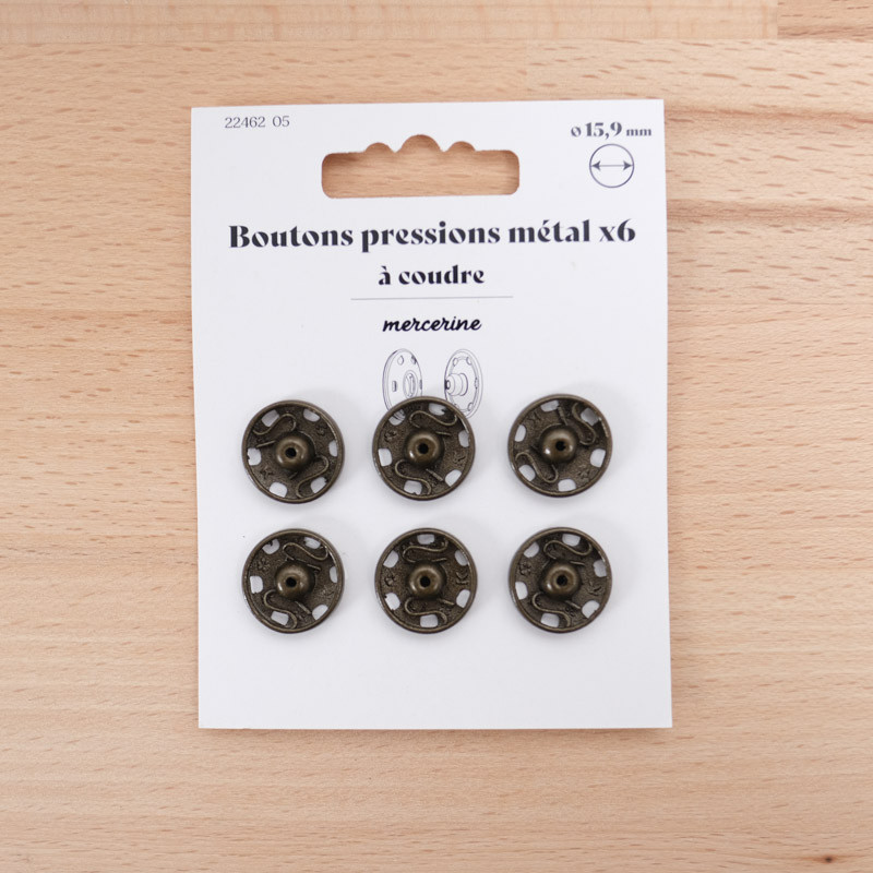 Bouton Pression taille 15,9MM vieux bronze